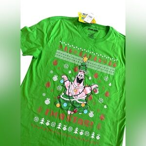 NWT Nickelodeon SpongeBob Patrick Christmas‎ T-Shirt size Large